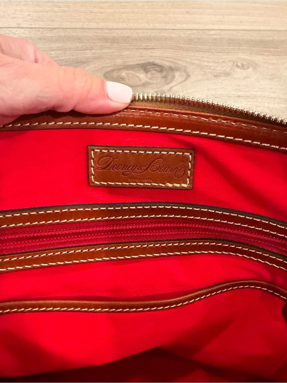 Dooney & Bourke Pebble Grain Small Zip Satchel In Caramel